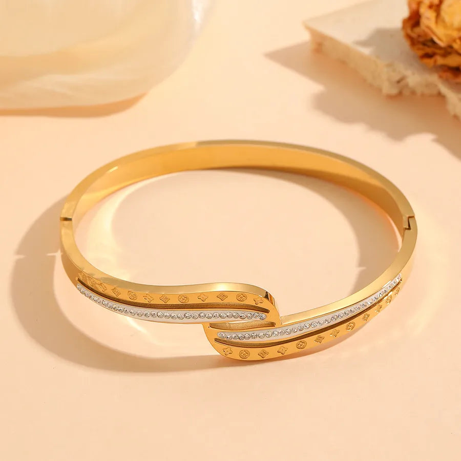 18K Gold Flower Bangle – Stainless Steel