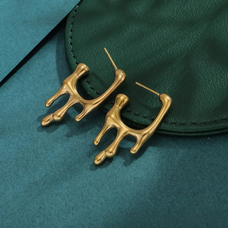 Bold Titanium Steel Large Hoop Earrings ES020