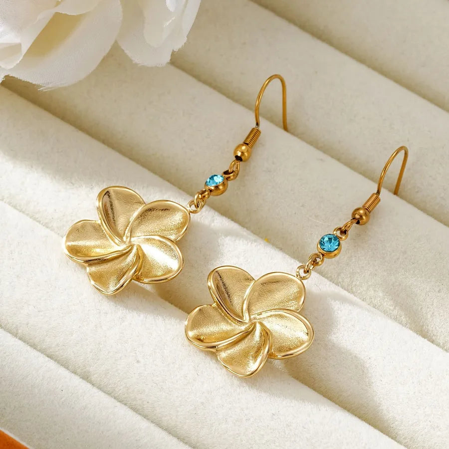 Boho Birthstone Flower Earrings – Gold Stainless Steel
