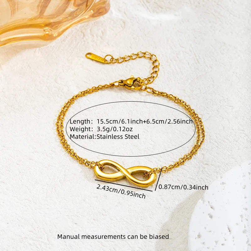 Double Layer Infinity Bracelet – Gold Plated Average Size Gold FSY747