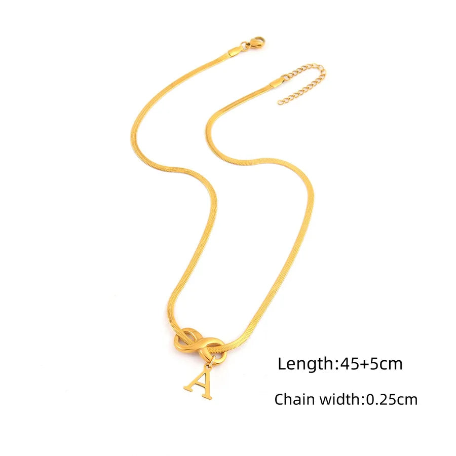 18K Gold Plated Infinity Letter Pendant Necklace Gold A