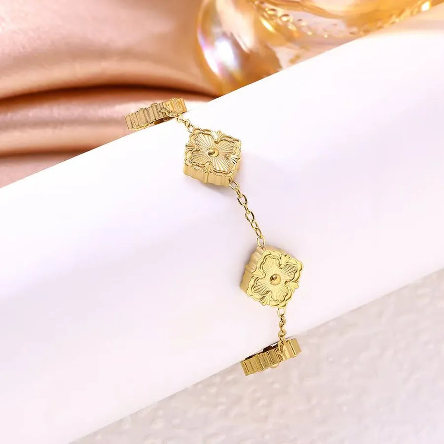 Gold Plated Rhombus Stainless Steel Bracelet