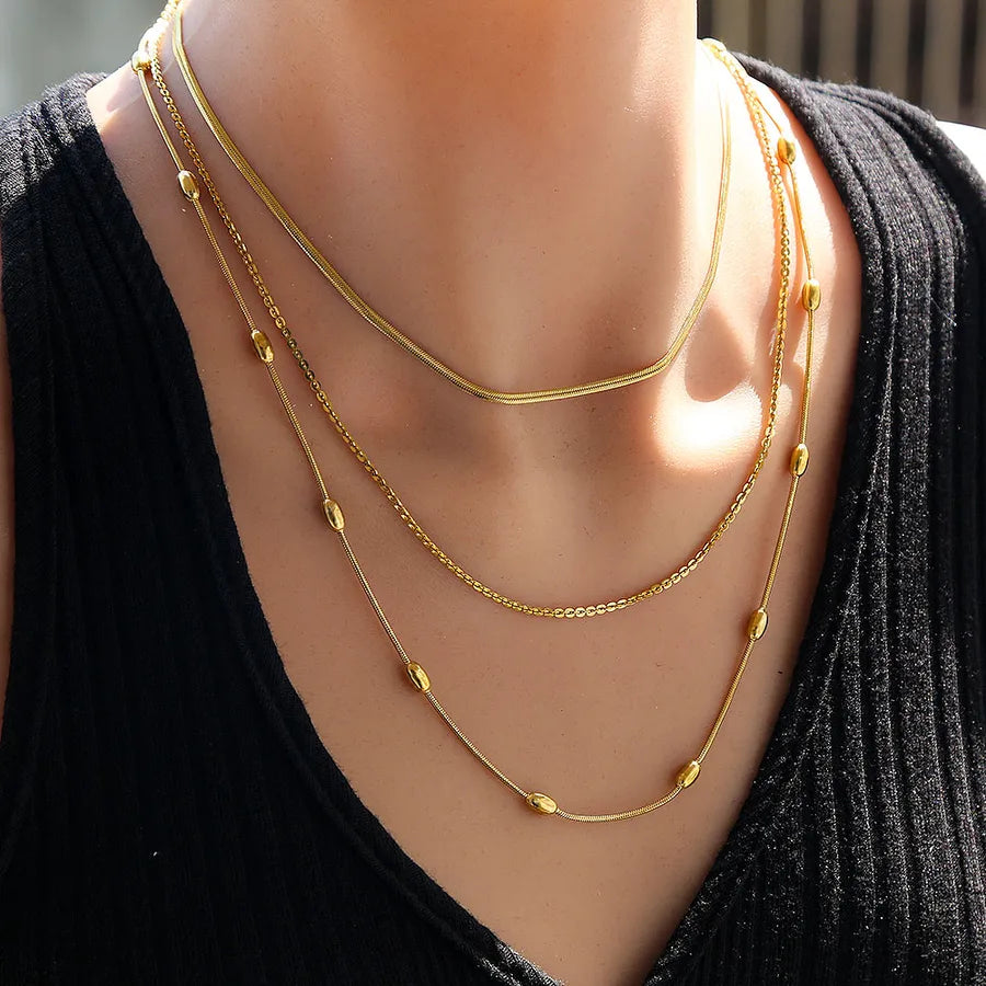 Stainless Steel Layered Snake Chain Necklace