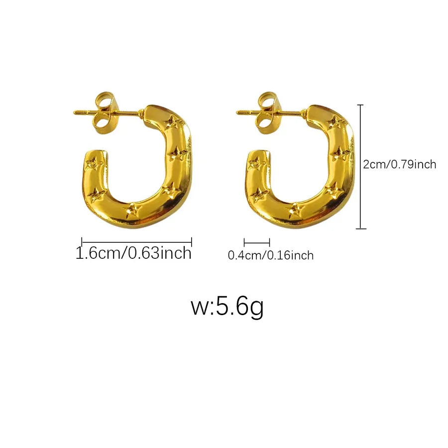 Elegant Gold Titanium Steel Hoop Earrings