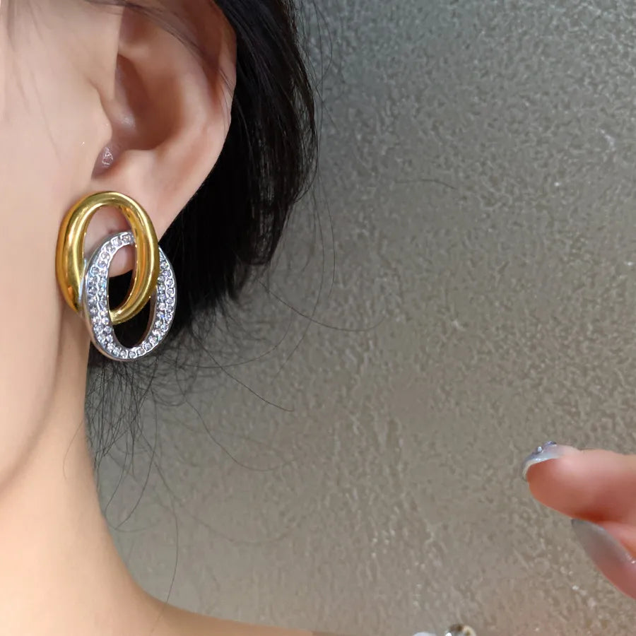 Elegant Oval Stainless Steel Hoop Earrings