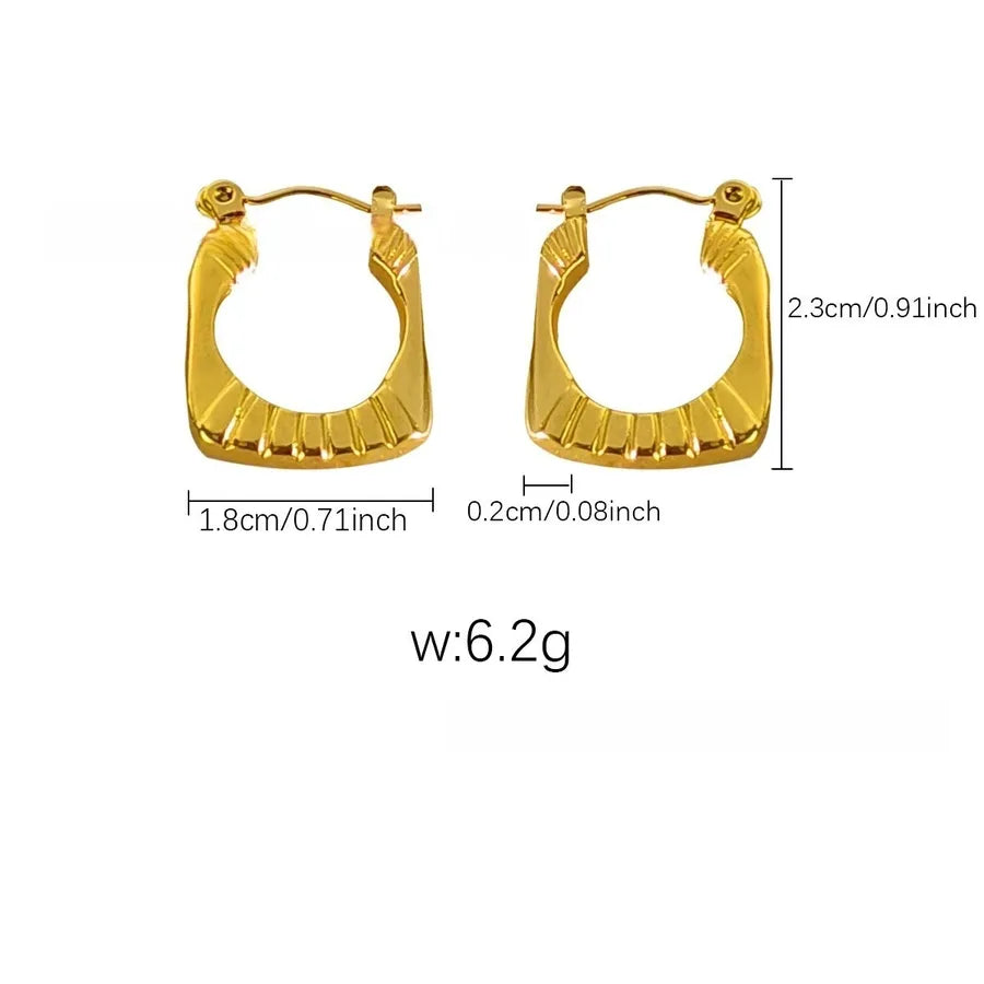 Elegant Gold Titanium Steel Hoop Earrings