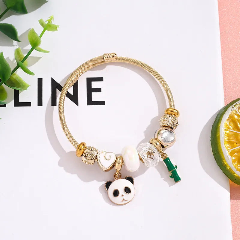 Cute Panda Charm Stainless Steel Bracelet #3