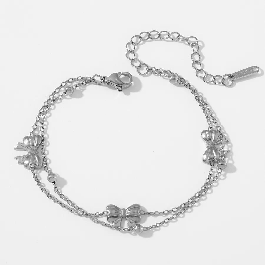 Gold & Silver Bowknot Stainless Steel Bracelet Silver