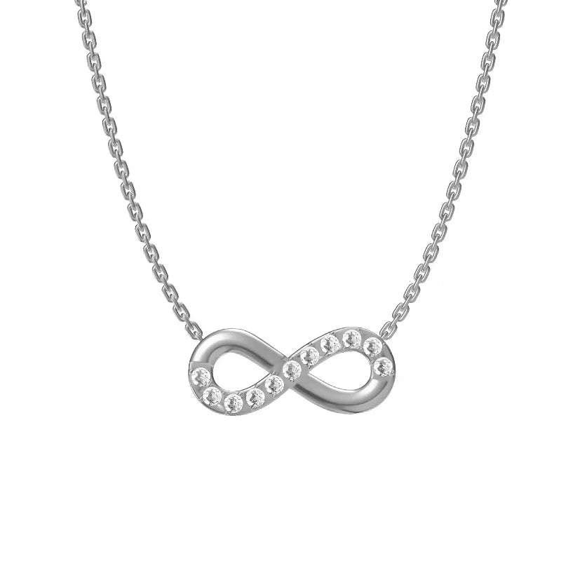 Titanium Infinity Necklace with Zircon N0074S Steel Color 11 Pieces