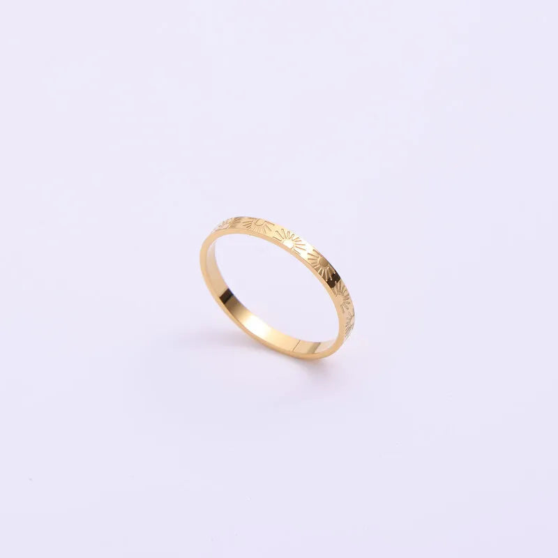 18K Gold Sunflower Titanium Steel Ring