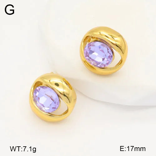 18K Gold Plated Round Stud Earrings for Women