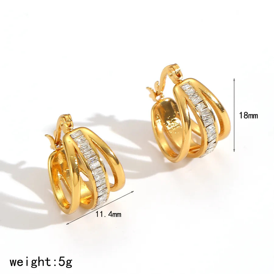18K Gold-Plated Geometric C-Shaped Earrings