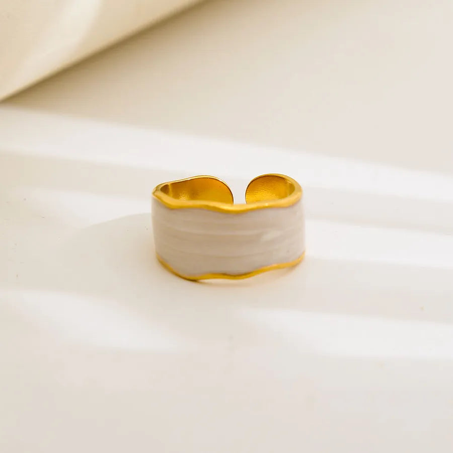 Unisex Gold-Plated Enamel Open Ring 219