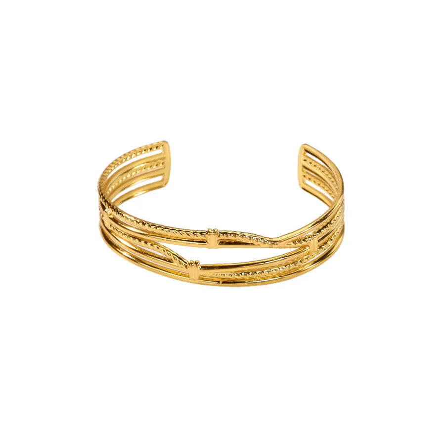 Gold Plated Geometric Wide Cuff Bracelet