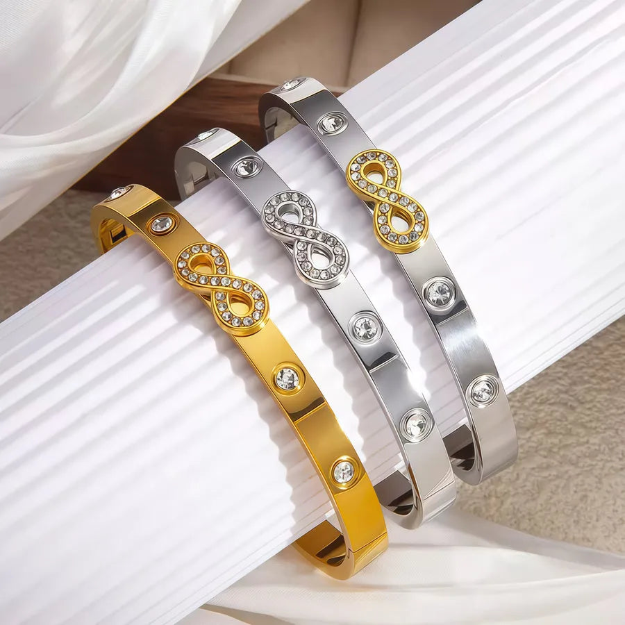 18K Gold Infinity Bracelet with Rhinestones