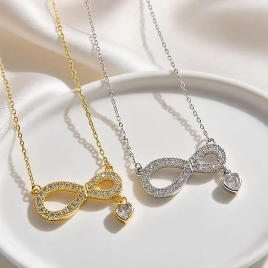 PVD Coated Bow Knot Titanium Pendant Necklace