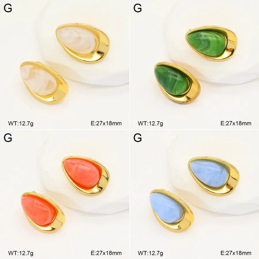 18K Gold Plated Waterdrop Cat's Eye Earrings