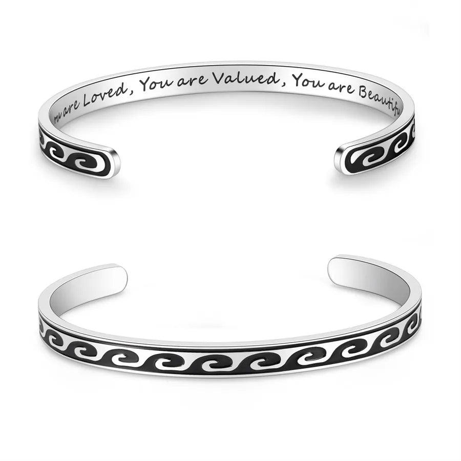 Retro Heart Stainless Steel Bangle 82-Wave Bracelet - You Are Loved