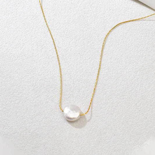 18K Gold Plated Pearl Stainless Steel Necklace
