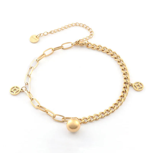 Geometric Stainless Steel Beaded Bracelet