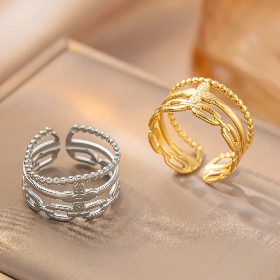 Geometric Titanium Steel Couple Ring