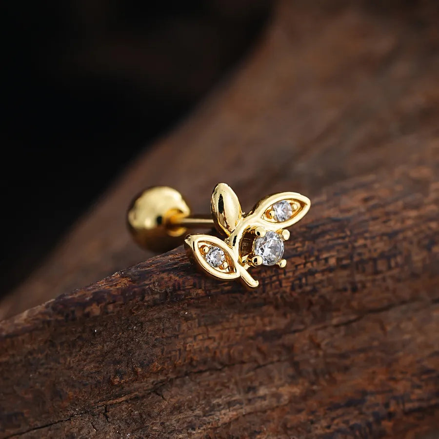 Stainless Steel Zirconia Stud Earrings 3440 Gold Ear Studs