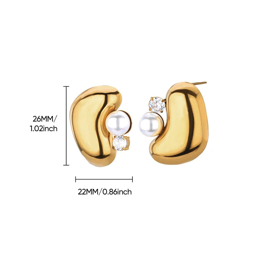 Colorful Pearl & Zircon Stud Earrings – 18K Gold 11