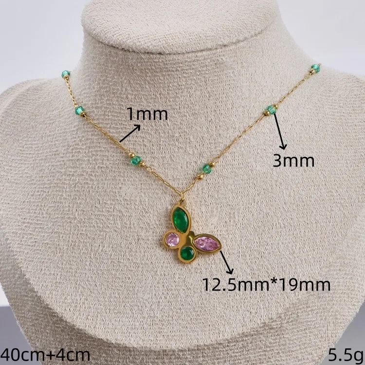 Gold Butterfly & Pearl Charm Pendant Necklace 12.5mm*19mm Gold 1 Piece