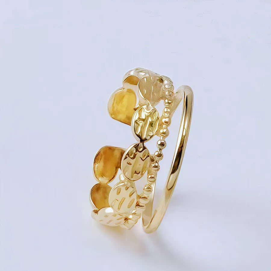 Gold Bamboo Titanium Steel Open Ring Adjustable Opening Golden Hydraulic J05