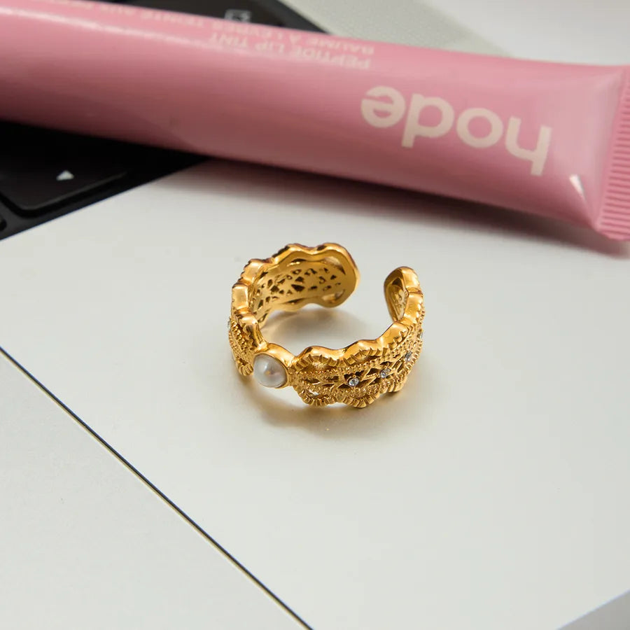 18K Gold PVD Lace Stainless Steel Ring