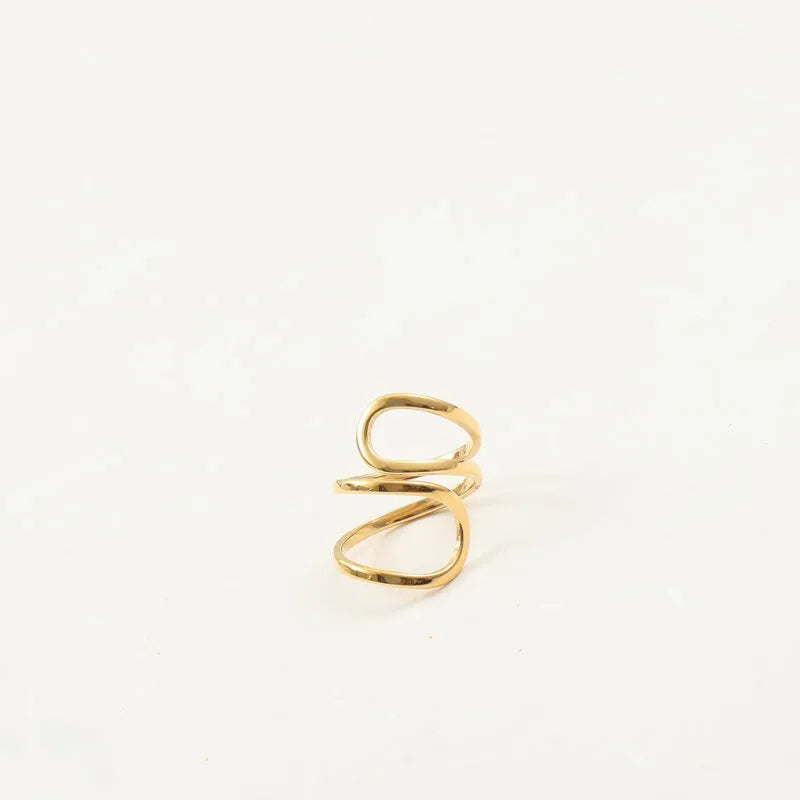 18K Gold Plated Geometric Open Ring for Women