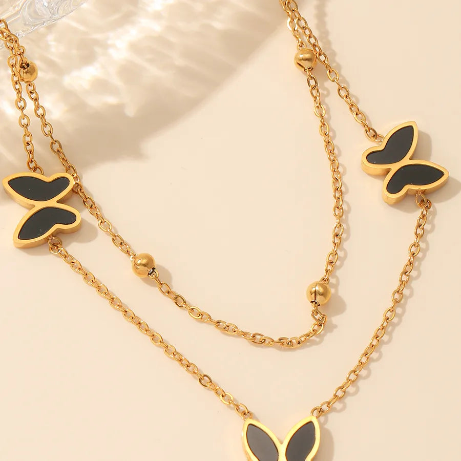18K Gold Butterfly Pendant Necklace Gold BK