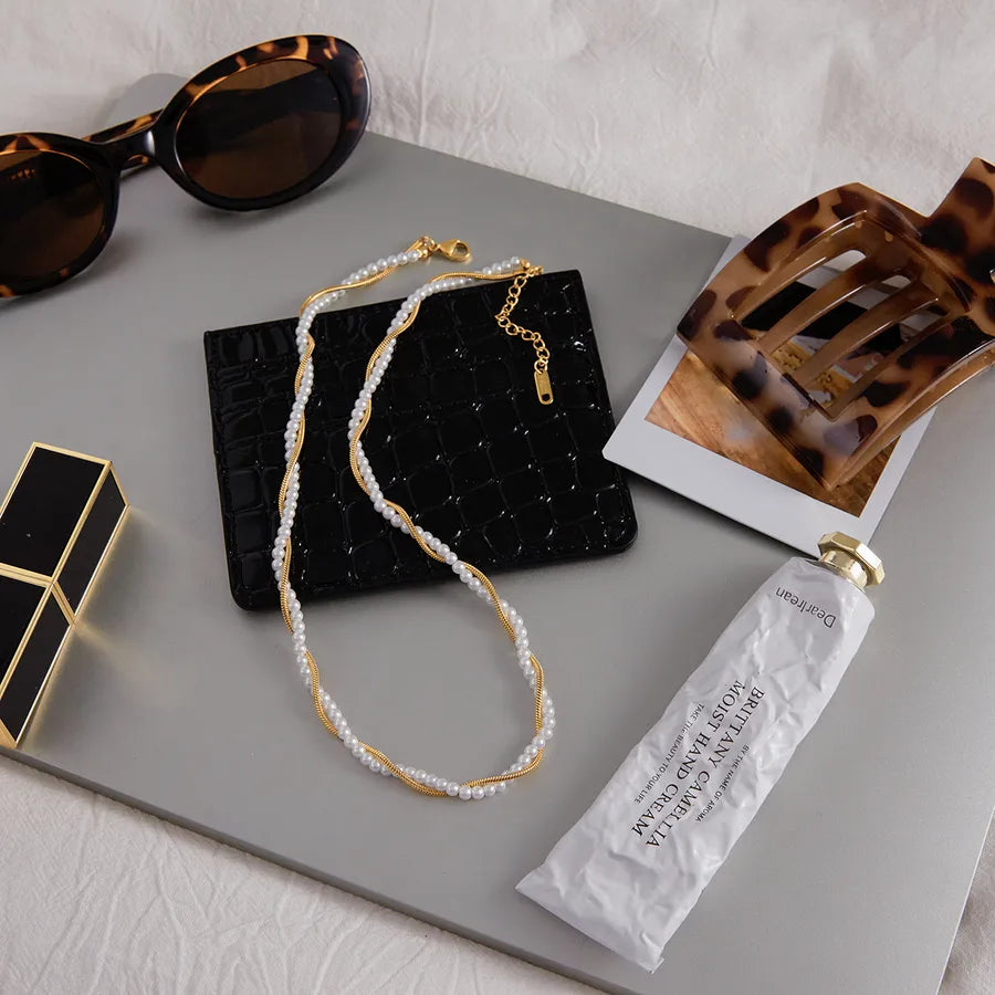 18K Gold Plated Pearl Stainless Steel Necklace