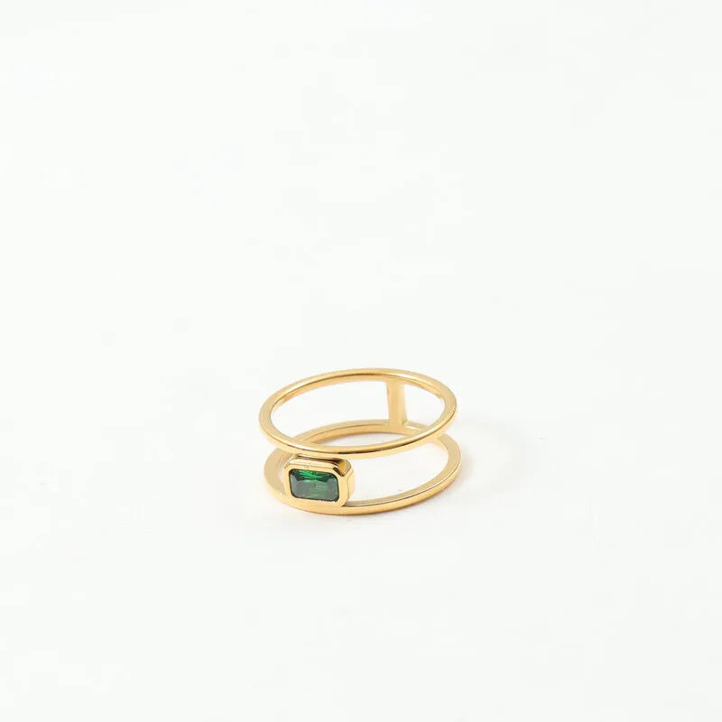 Green Zircon Geometric Ring in 18K Gold