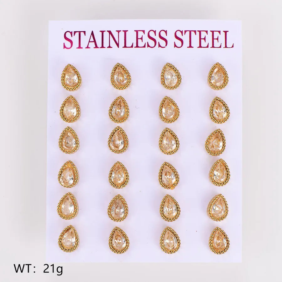 Gold Plated Geometric Star Zircon Stud Earrings Drop-shaped - 6.5*8.5mm