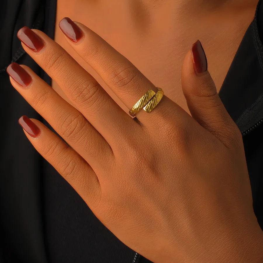 Gold Plated Adjustable Open Ring for Women