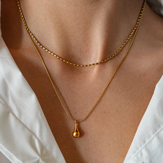 Stainless Steel Waterdrop Double Layer Necklace