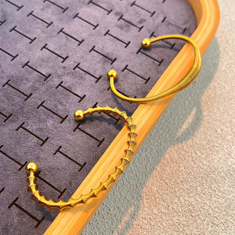 Gold Stainless Steel Cuff Bracelet for Women & Men