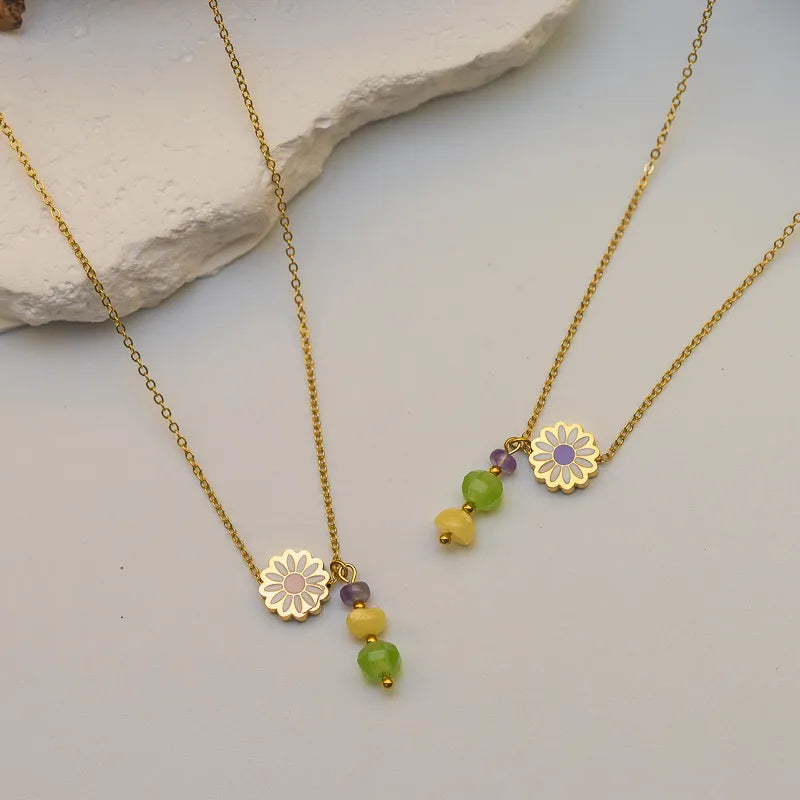 Daisy Pendant Stainless Steel Necklace