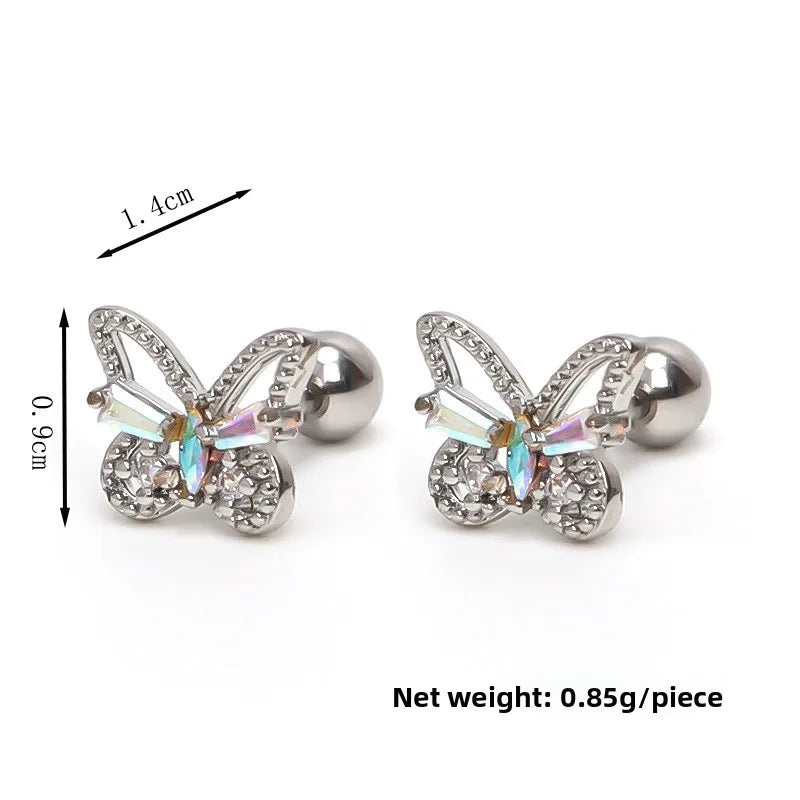 Gold Butterfly Knot Stainless Steel Earrings Silver (One Piece)