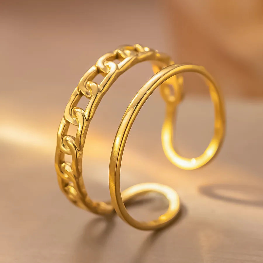 Personalized Titanium Steel Textured Couple Ring K213 Gold Ring Adjustable