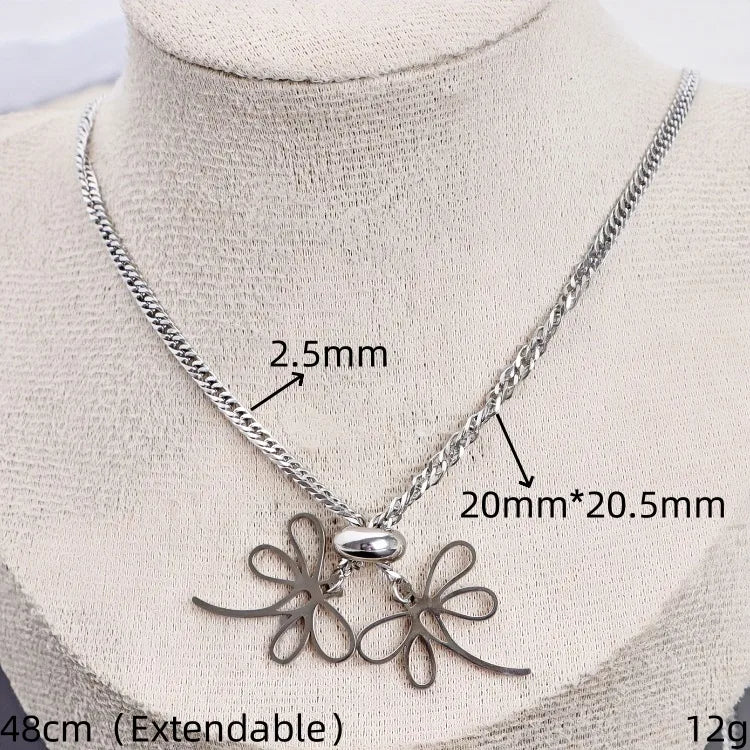 Silver Multi-Charm Stainless Steel Pendant Necklace 20mm*20.5mm Silver 1 Piece