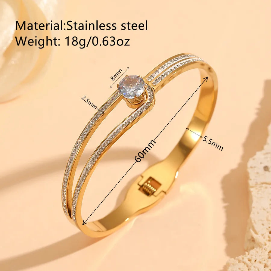 18K Gold PVD Letter & Flower Stainless Steel Bangle