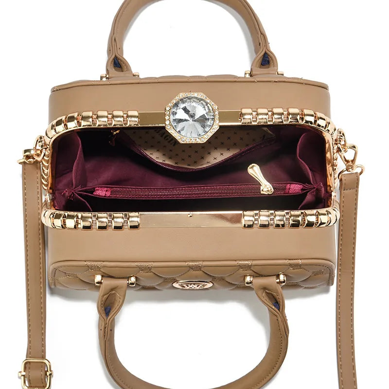 Embroidered Diamond Studded Shoulder Handbag