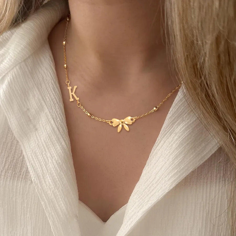 Gold Butterfly Knot Pendant Necklace
