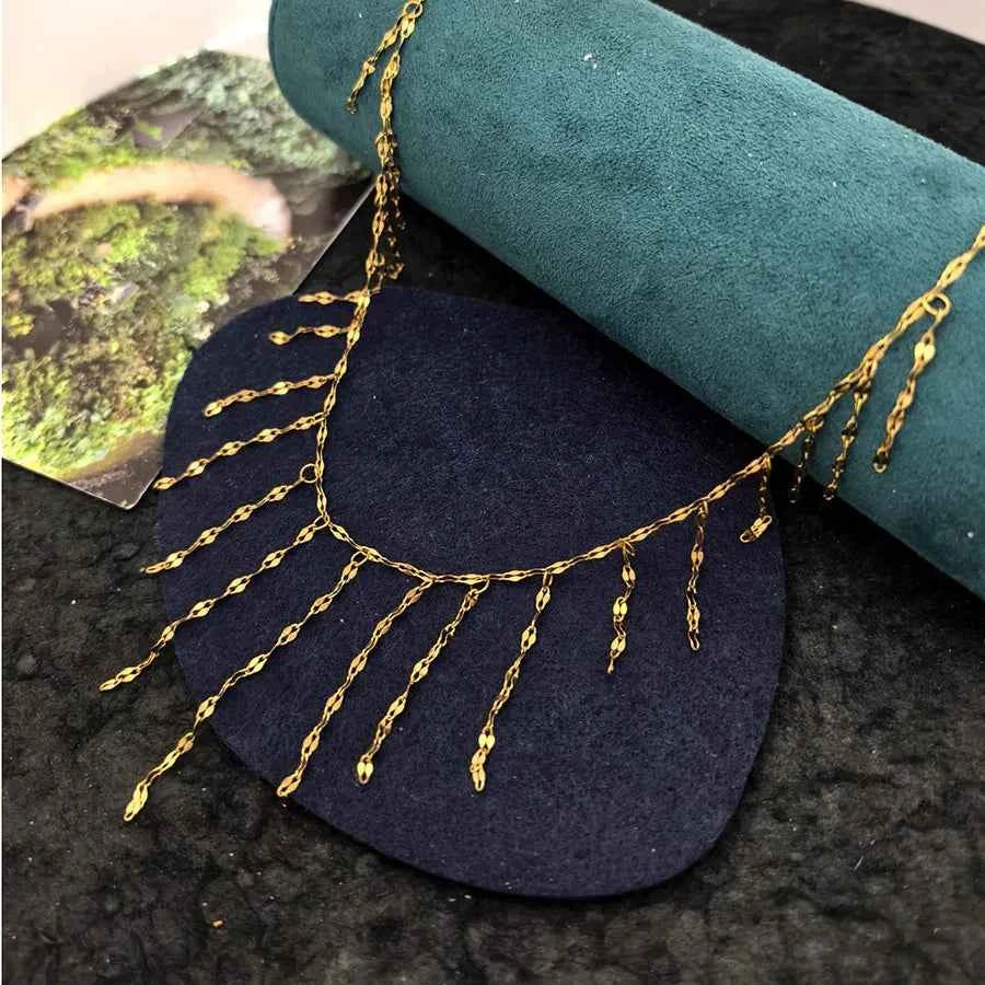 Golden Tassel Titanium Necklace