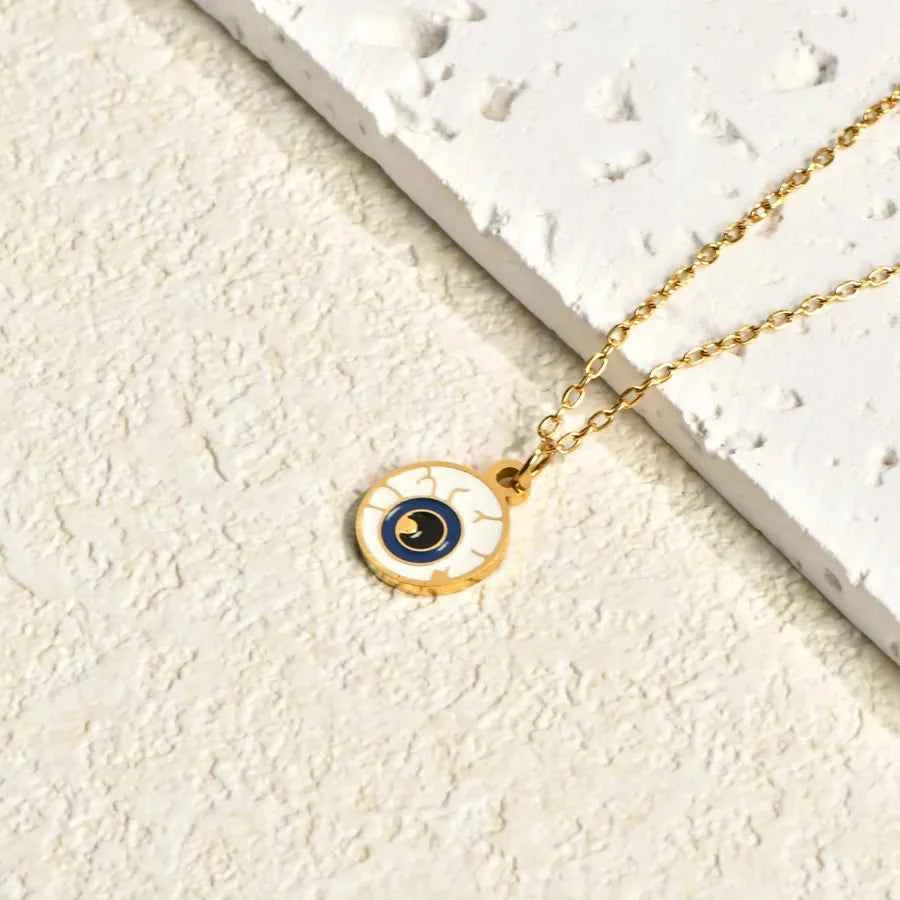 Gold Devil's Eye Pendant Necklace – Vintage Style