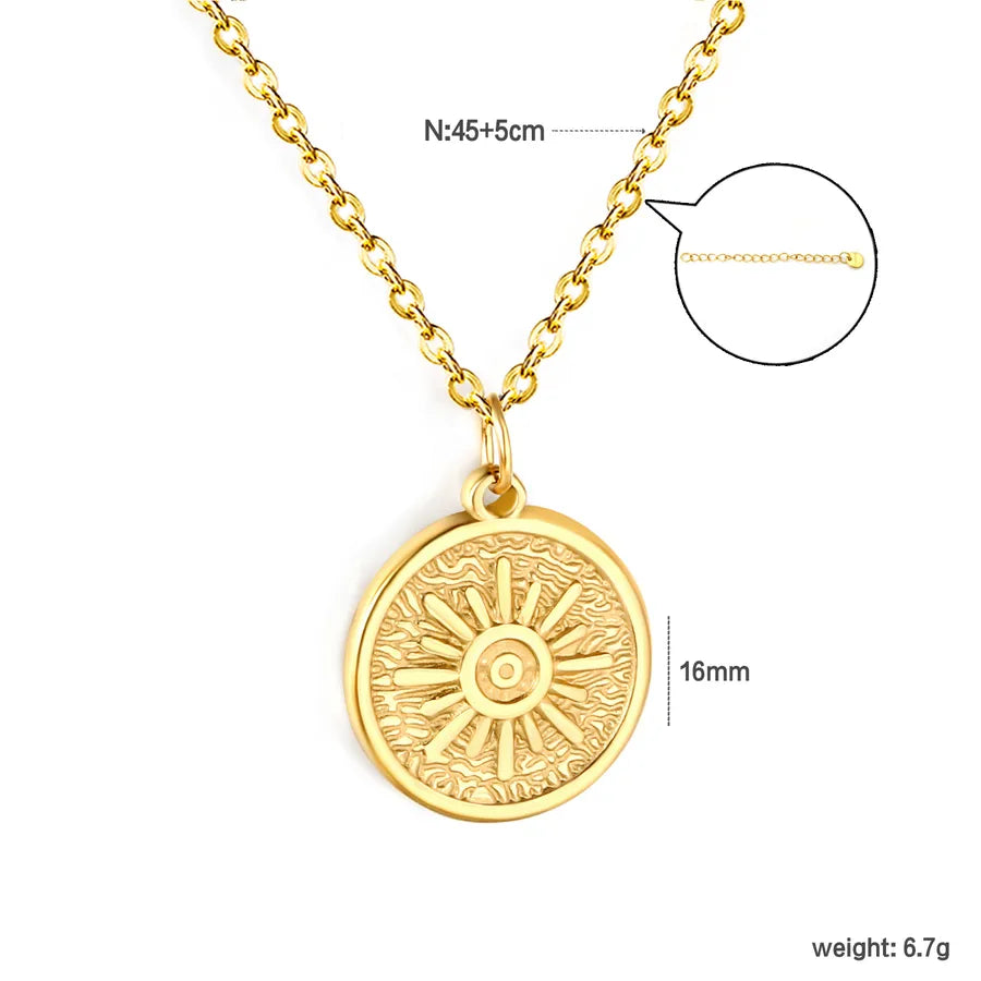 Stainless Steel Sun Pendant Necklace
