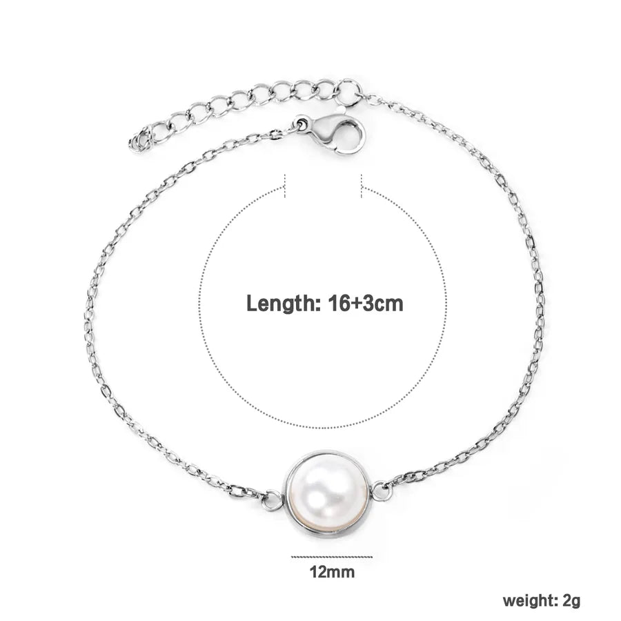 White Pearl Clover Bracelet with Green Zirconia BR226412S
