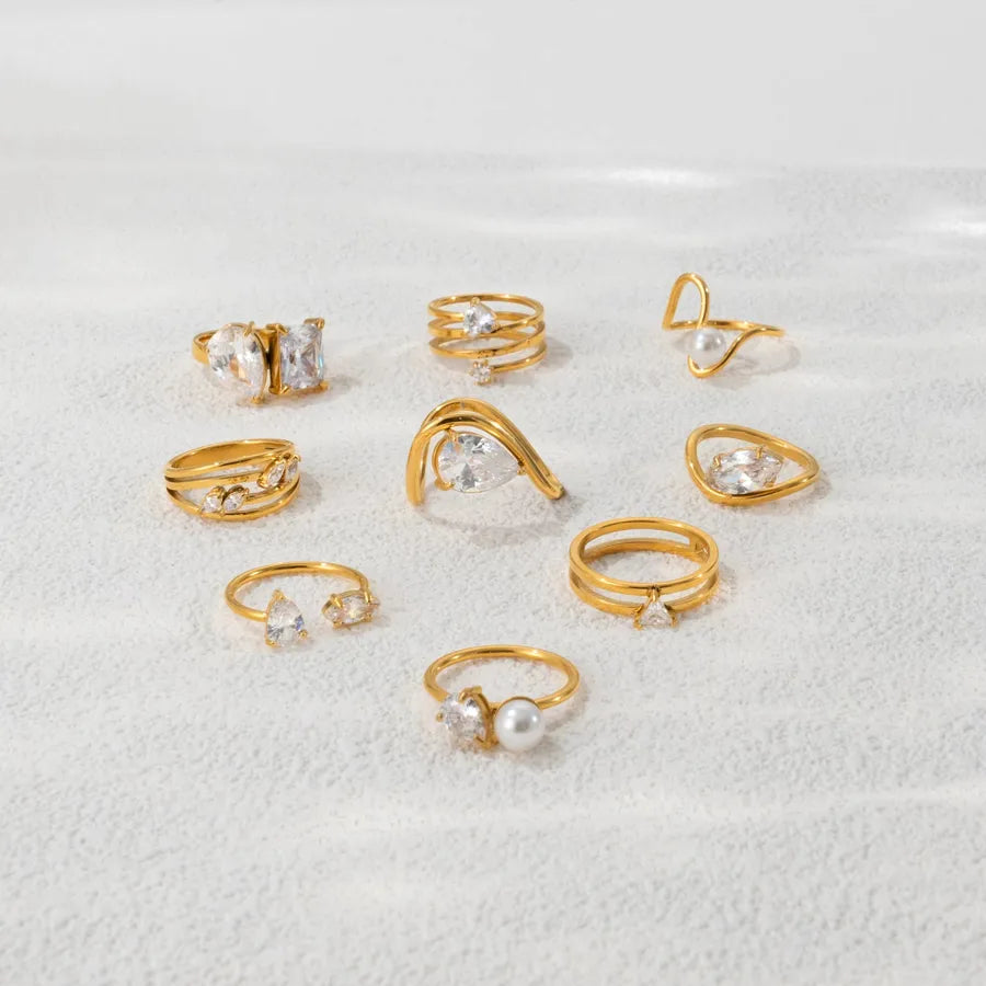 Boho 18K Gold Plated Wave Ring for Women